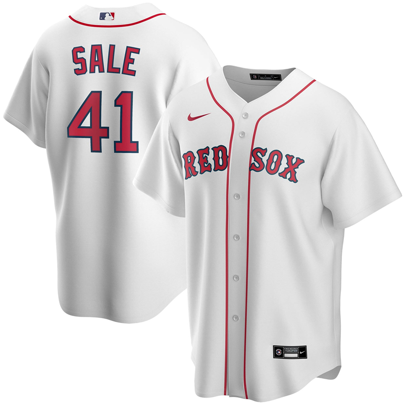 2020 MLB Men Boston Red #41 Chris Sale Nike White Home 2020 Replica Player Jersey 1->boston red sox->MLB Jersey